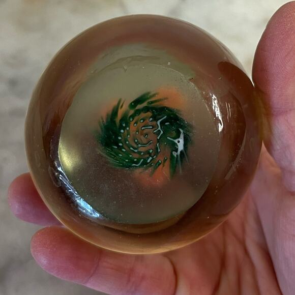 Art glass sphere butterfly and floral paperweight - Picture 4 of 4